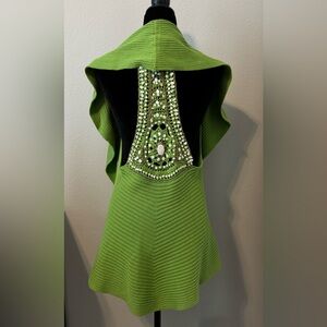 Curio Beaded Knit Vest Size Medium NWT Green Embellished Open Back